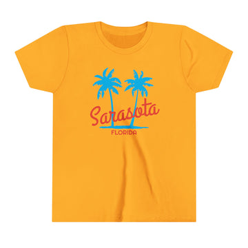 Buy gold Sarasota, Florida Youth Shirt - Retro Palm Tree Sarasota Kid's T-Shirt - Palm Script