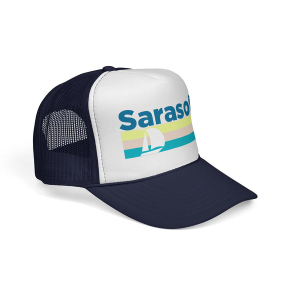 Sarasota, Florida Retro Sailboat Trucker Hat