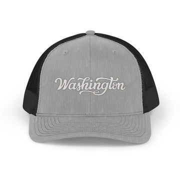 Buy heather-grey-black Washington Snapback Trucker Cap - Embroidered Washington Hat