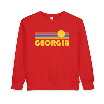 Buy red Georgia Toddler Sweatshirt - Retro Sun Georgia Toddler Crewneck Sweatshirt