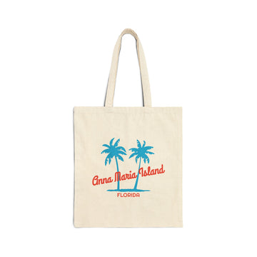 Anna Maria Island, Florida, Cotton Canvas Anna Maria Island Tote Bag - Palm Script