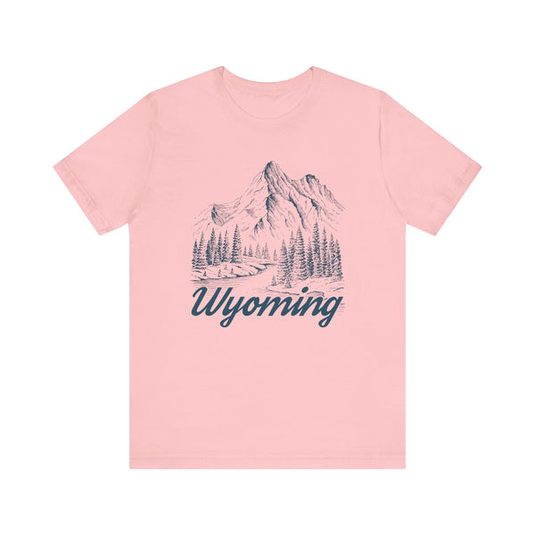 Wyoming Graphic Tee - Mountain Illustration Wyoming T Shirt