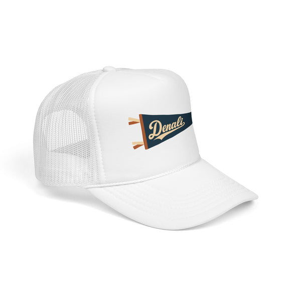Denali National Park Pennant Trucker Hat — Vintage Foam Mesh Cap
