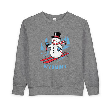 Wyoming Toddler Sweatshirt - Skiing Snowman Wyoming Toddler Crewneck Sweatshirt - 0