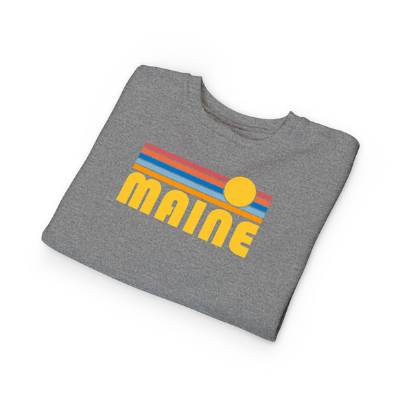 Maine Toddler Sweatshirt - Retro Sun Maine Toddler Crewneck Sweatshirt
