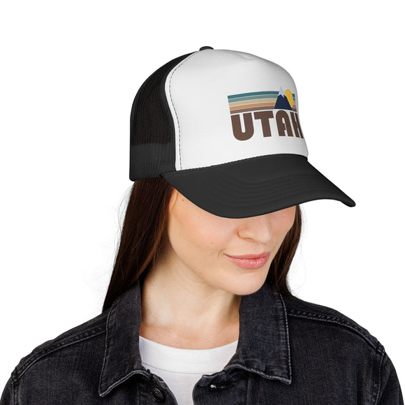 Utah Retro Mountains Trucker Hat - Vintage Style Utah Cap