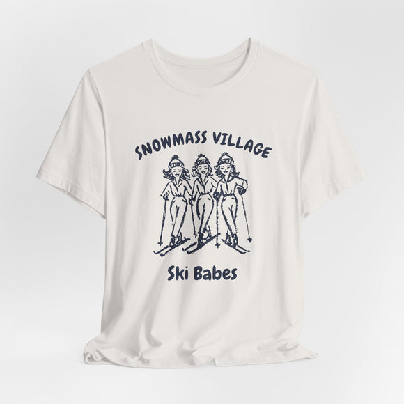 Snowmass Village, Colorado Ski Babes T‑Shirt — Retro Skiing Graphic Tee