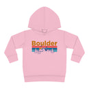 Boulder Toddler Hoodie - Retro Mountain Sun Unisex Boulder Toddler Sweatshirt-4