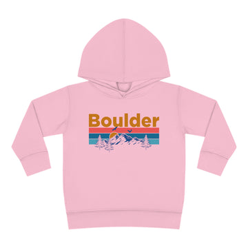 Buy pink Boulder Toddler Hoodie - Retro Mountain Sun Unisex Boulder Toddler Sweatshirt
