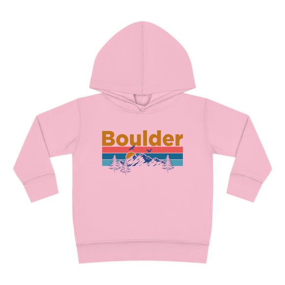 Boulder Toddler Hoodie - Retro Mountain Sun Unisex Boulder Toddler Sweatshirt