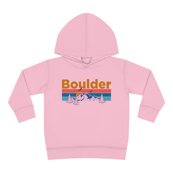 Boulder Toddler Hoodie - Retro Mountain Sun Unisex Boulder Toddler Sweatshirt