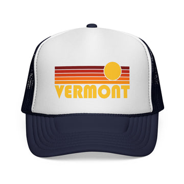Buy dark-navy Vermont Retro Sun Trucker Hat - Vintage Style Vermont Cap