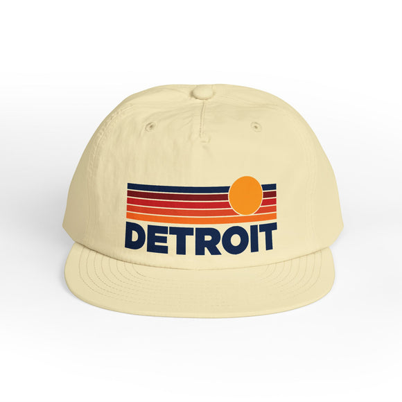 Detroit, Michigan retro sunset Surf Cap | vintage striped sun state hat