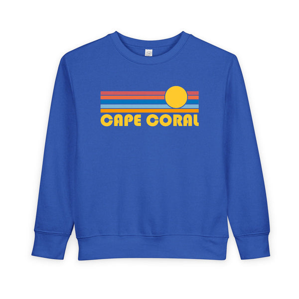 Cape Coral, Florida Toddler Sweatshirt - Retro Sun Cape Coral Toddler Crewneck Sweatshirt