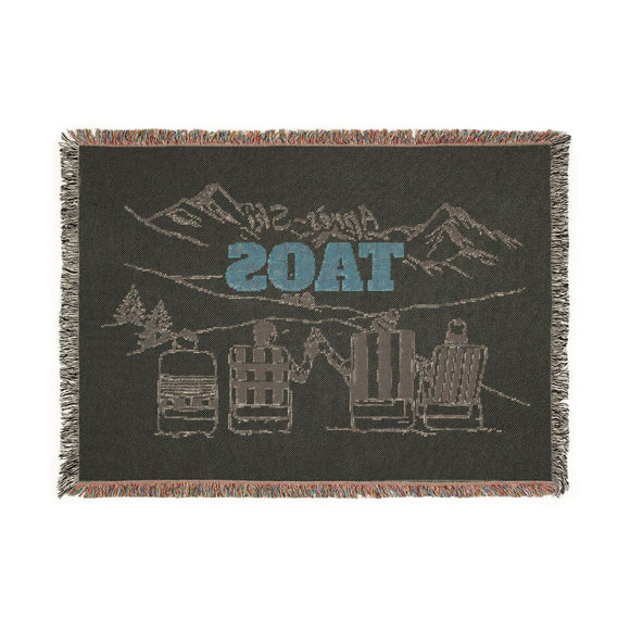 Taos, New Mexico Ski Town Throw Blanket | Mountain Woven Blanket