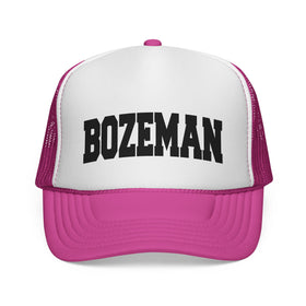 Buy pink Bozeman, Montana Collegiate Style Trucker Hat