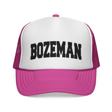 Buy pink Bozeman, Montana Collegiate Style Trucker Hat