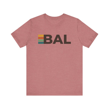 Buy heather-mauve Baltimore, Maryland tee - BAL t shirt retro stripes