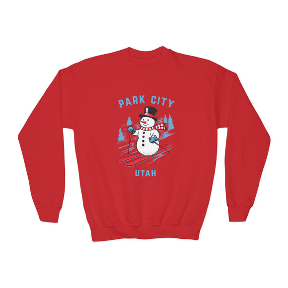 Park City, Utah Youth Crewneck Sweatshirt - Ski Snowman Unisex Kid's Park City, Utah Sweatshirt