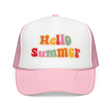 Buy light-pink-white Hello Summer Trucker Hat Boho