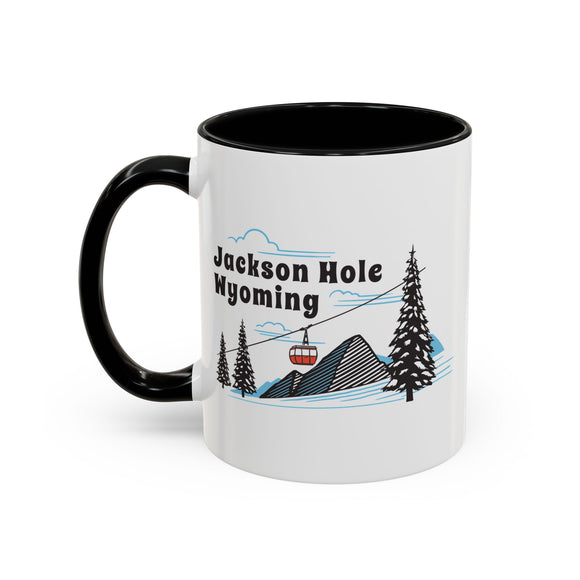 Jackson Hole, Wyoming Retro Snow Skiing Mountain 11 oz Mug, Ski Lodge Decor Coffee Cup, Mountain Gondola  Lover Gift, Retro Skiing Mug