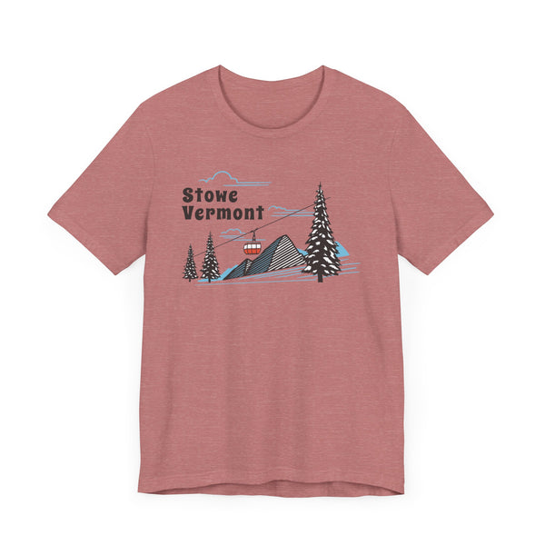 Stowe, Vermont T-Shirt - Retro Ski Mountain Gondola Unisex Stowe Shirt