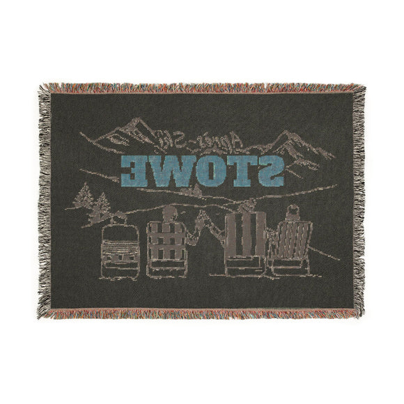 Stowe, Vermont Ski Town Throw Blanket | Mountain Woven Blanket