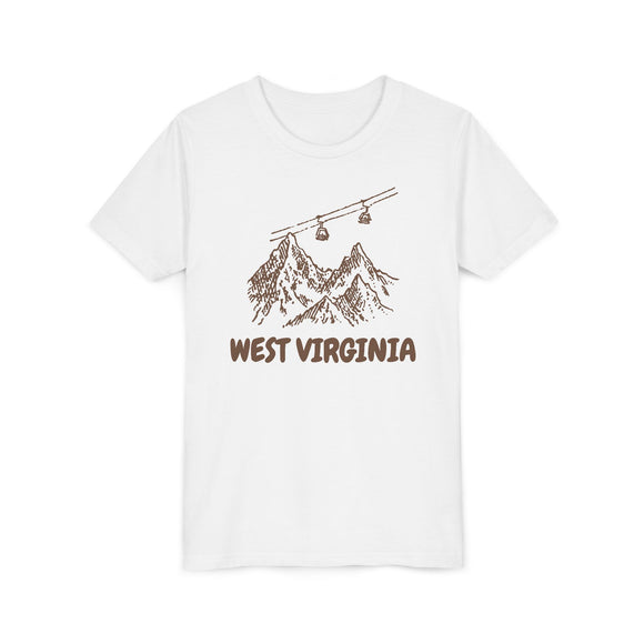 West Virginia Youth T-Shirt — Vintage Gondola Ski Mountain Tee