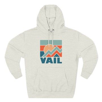 Buy oatmeal-heather Vail, Colorado Hoodie - Retro Mountain Unisex Sweatshirt