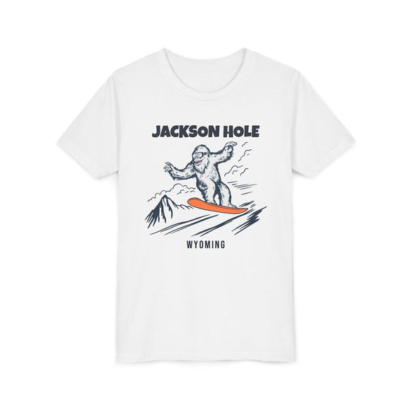 Jackson Hole, Wyoming Yeti Snowboard Youth Tee - Kids Skiing Shirt