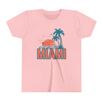 Buy pink Miami, Florida Youth Shirt - Retro Palm Tree Miami Kid's T-Shirt