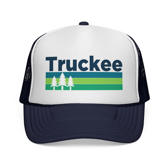 Truckee, California Retro Trees Trucker Hat - Vintage Style Truckee Cap