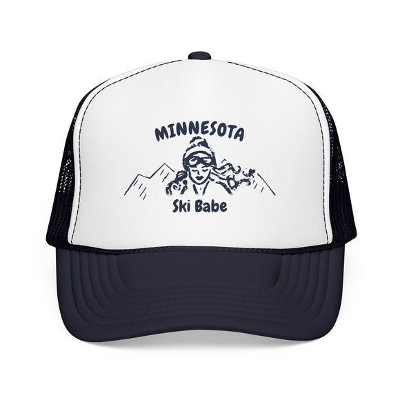Minnesota Ski Babe Trucker Hat — Foam Mesh Cap