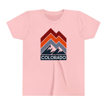 Buy pink Colorado Youth Shirt - Retro Mountain Colorado Kid's T-Shirt - Chevron Peaks