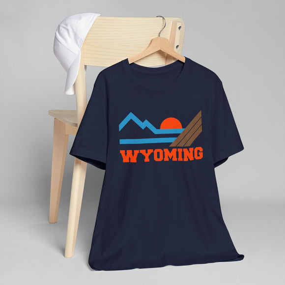 Wyoming Retro Mountains Sunset T-Shirt | Vintage Wyoming Tee