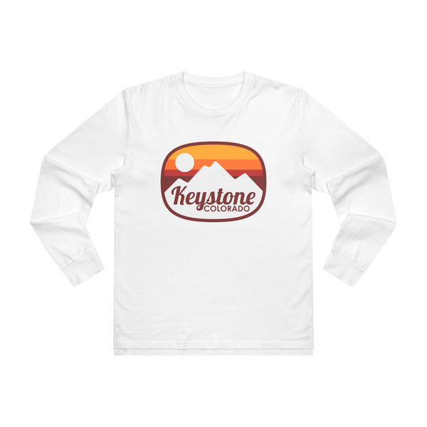 Keystone, Colorado Mens Base Long-sleeve Tee - Retro Ombre Heavy Weight Long Sleeve T-shirt