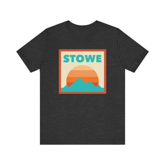 Retro Stowe, Vermont T-Shirt, Mountain Sun Tee, Unisex Graphic Shirt, Vintage Stowe, Vermont Top, Outdoor Adventure Clothing