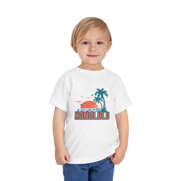 Honolulu, Hawaii Toddler T-Shirt - Retro Palm Tree Toddler Honolulu Shirt