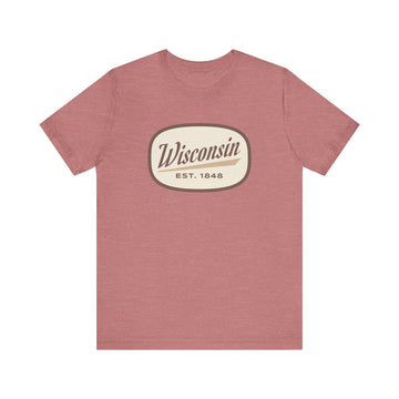 Buy heather-mauve Wisconsin T-Shirt - Retro Unisex Wisconsin Shirt