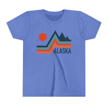Alaska Youth Shirt - Retro Mountain Alaska Kid's T-Shirt - Minimal Peak