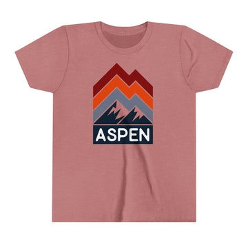 Aspen, Colorado Youth Shirt - Retro Mountain Aspen Kid's T-Shirt - Chevron Peaks