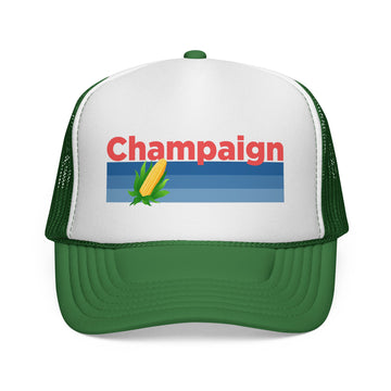 Buy green Champaign, Illinois Retro Corn and Farm Trucker Hat
