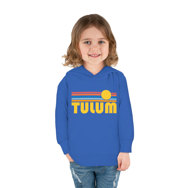 Tulum, Mexico Toddler Hoodie - Retro Sunrise Unisex Tulum Toddler Sweatshirt