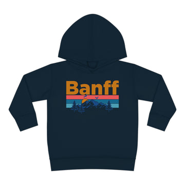 Banff Toddler Hoodie - Retro Mountain Sun Unisex Banff Toddler Sweatshirt