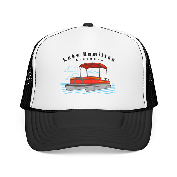 Lake Hamilton, Arkansas Trucker Hat - Pontoon Boat