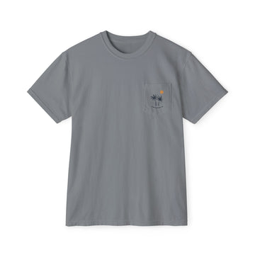 Buy granite Sarasota, Florida Palm Tree Pocket Tee, Summer Coastal Vibes Top, Beach Apparel - Comfort Colors Graphic T Shirt