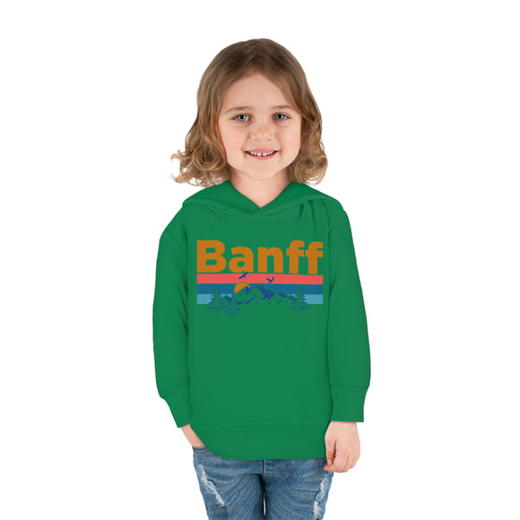 Banff Toddler Hoodie - Retro Mountain Sun Unisex Banff Toddler Sweatshirt