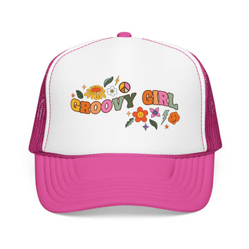 Buy hot-pink-white-hot-pink Groovy Girl Trucker Hat Boho