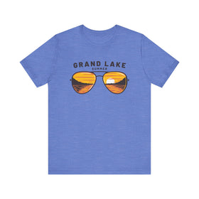 Buy heather-columbia-blue Grand Lake, Colorado T Shirt - Sunglasses Lake Graphic Tee