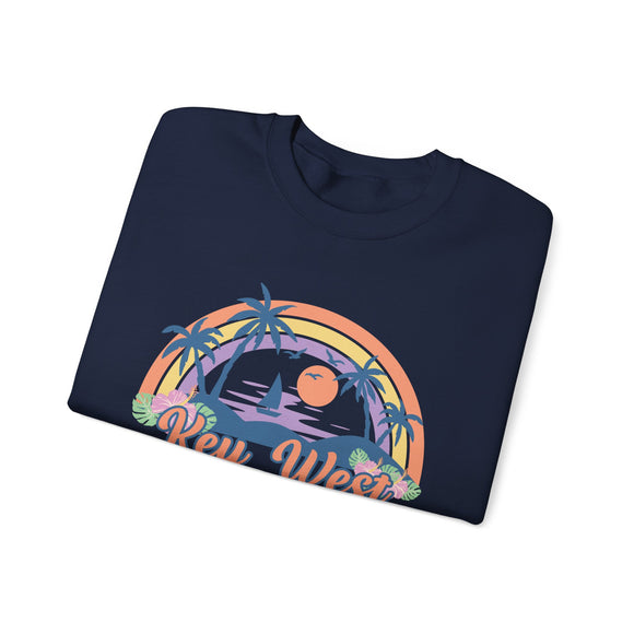 Key West, Florida Sweatshirt - Unisex Retro Beach Crewneck Key West Sweatshirt